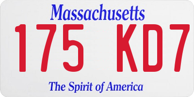 MA license plate 175KD7