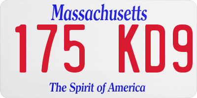 MA license plate 175KD9