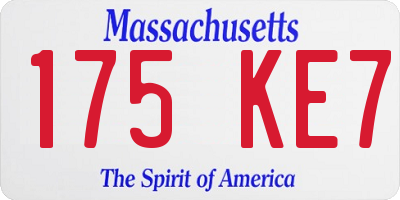 MA license plate 175KE7