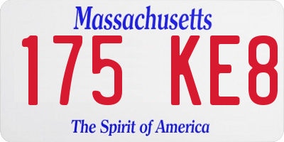 MA license plate 175KE8