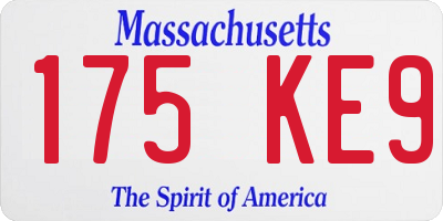 MA license plate 175KE9