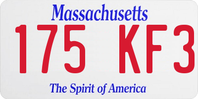 MA license plate 175KF3
