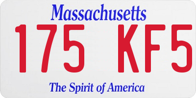 MA license plate 175KF5