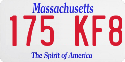 MA license plate 175KF8