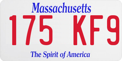 MA license plate 175KF9