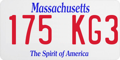 MA license plate 175KG3