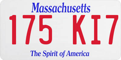 MA license plate 175KI7