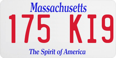MA license plate 175KI9