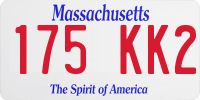 MA license plate 175KK2