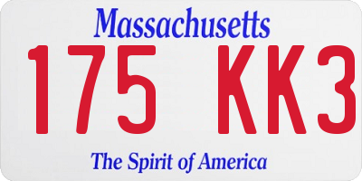 MA license plate 175KK3