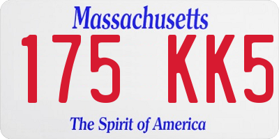 MA license plate 175KK5