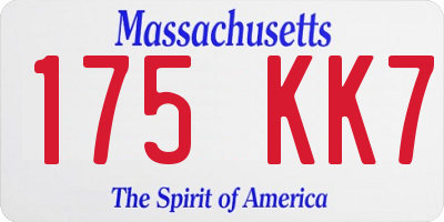 MA license plate 175KK7