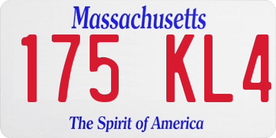 MA license plate 175KL4
