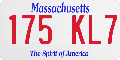 MA license plate 175KL7