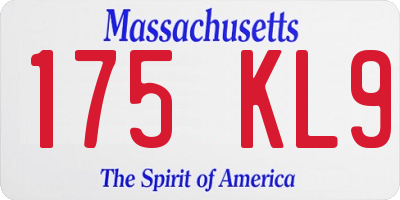 MA license plate 175KL9