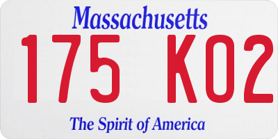 MA license plate 175KO2
