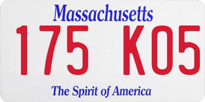 MA license plate 175KO5