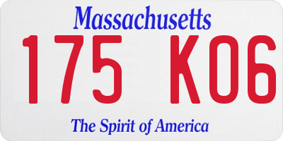MA license plate 175KO6