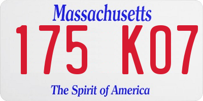 MA license plate 175KO7