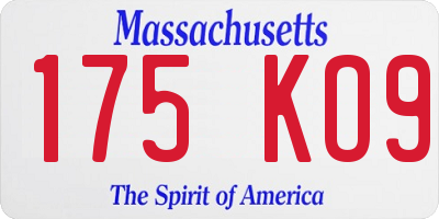 MA license plate 175KO9