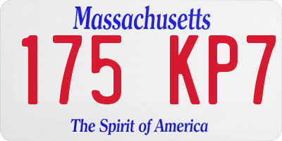 MA license plate 175KP7