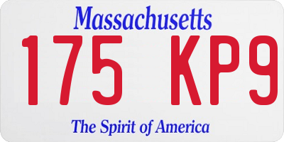 MA license plate 175KP9