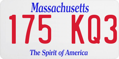 MA license plate 175KQ3