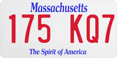 MA license plate 175KQ7