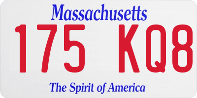 MA license plate 175KQ8