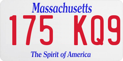 MA license plate 175KQ9