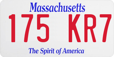 MA license plate 175KR7