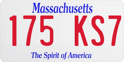 MA license plate 175KS7