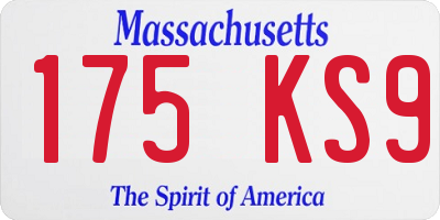 MA license plate 175KS9