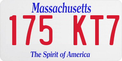 MA license plate 175KT7