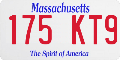 MA license plate 175KT9