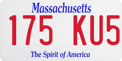 MA license plate 175KU5