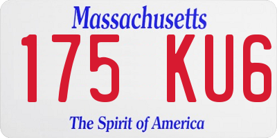 MA license plate 175KU6