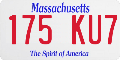 MA license plate 175KU7