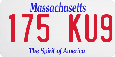 MA license plate 175KU9