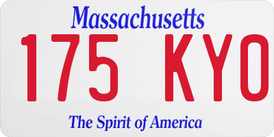 MA license plate 175KY0