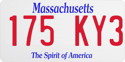 MA license plate 175KY3
