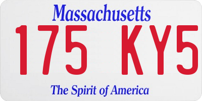 MA license plate 175KY5