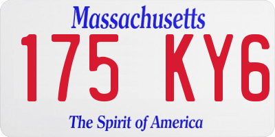 MA license plate 175KY6