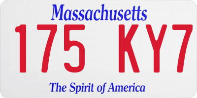MA license plate 175KY7