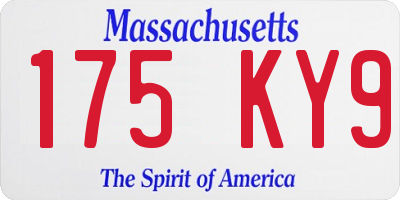 MA license plate 175KY9