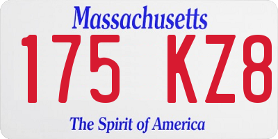 MA license plate 175KZ8