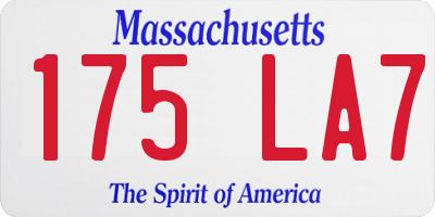 MA license plate 175LA7