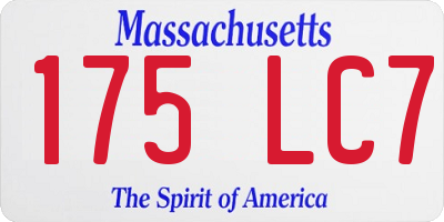 MA license plate 175LC7
