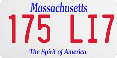 MA license plate 175LI7