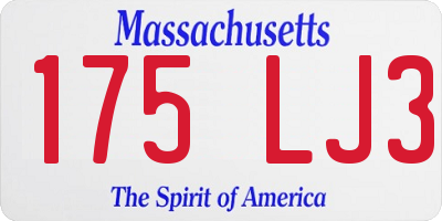 MA license plate 175LJ3